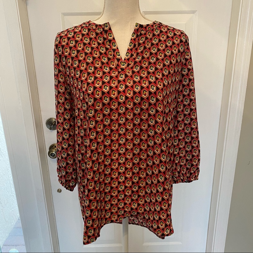 Pleione geometric print popover blouse